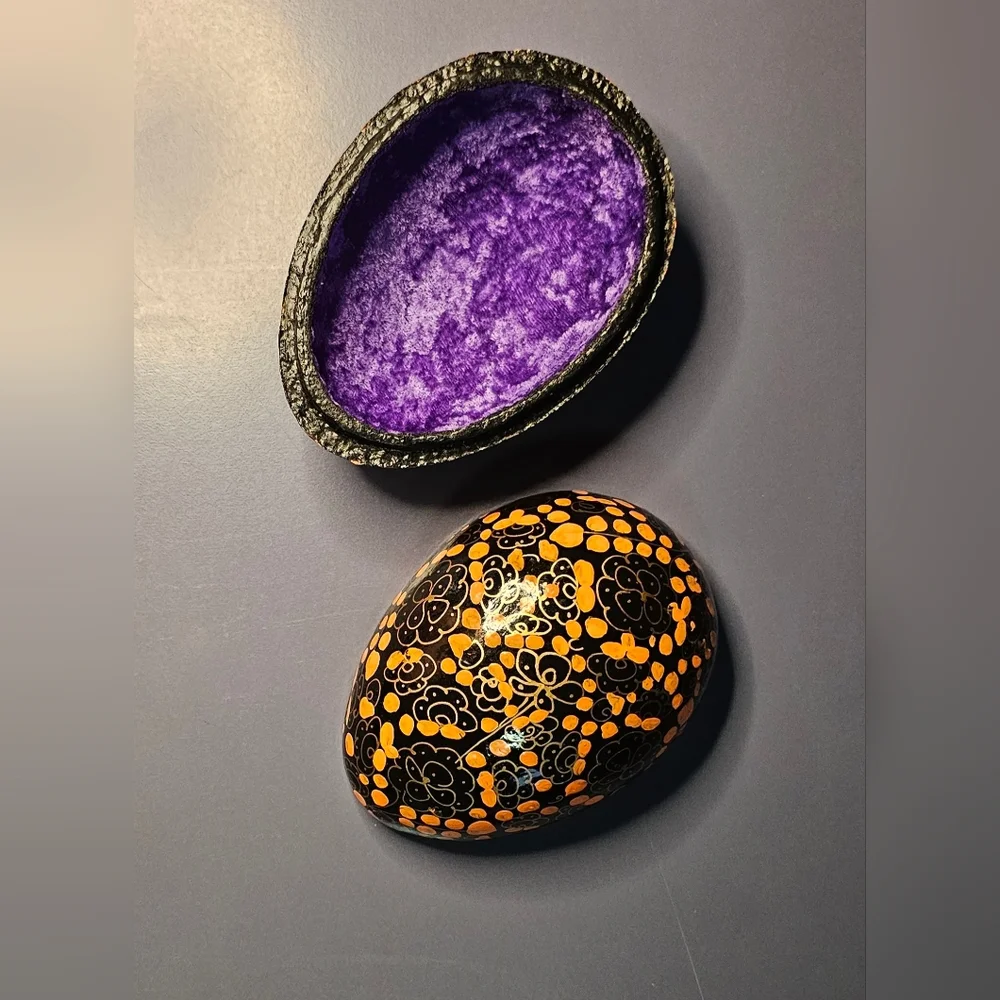 [Decorative Egg] Papier Mache ○● Box for trinkets, keepsake & treasures ●○